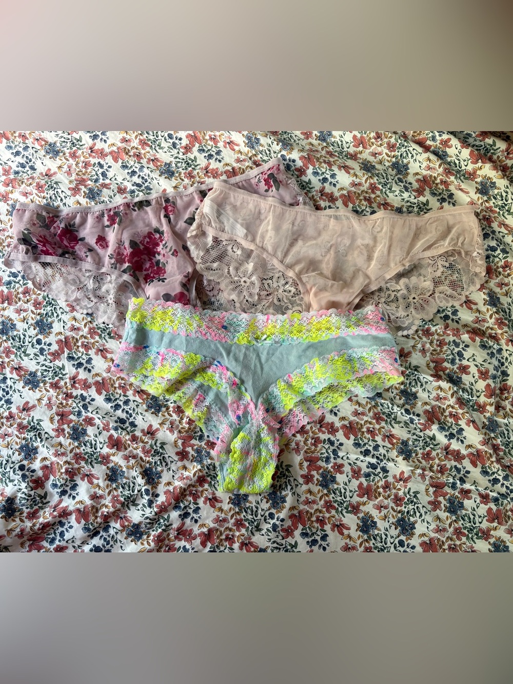 Adore Me 3-Pack Lace & Floral Bikini Panties in Pink, Blush & Multicolor
